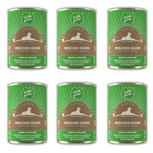 Irish Pure Premium Senior Nassfutter für Hunde | 6 x 390g | irisches-Huhn | Vitamine | Getreidefrei | Sensitiv | mit Superfood Kelp-Alge | Nassfutter für alle Rassen von Irish Pure