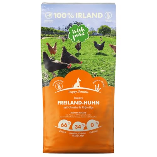 Irish Pure Puppy Trockenfutter | 12kg | Welpenfutter | Freiland-Huhn mit Kelp-Alge & Gemüse | Puppy | Hoher Fleischanteil | Getreidefrei | Sensitiv | Hundetrockenfutter | Für alle Rassen von Irish Pure