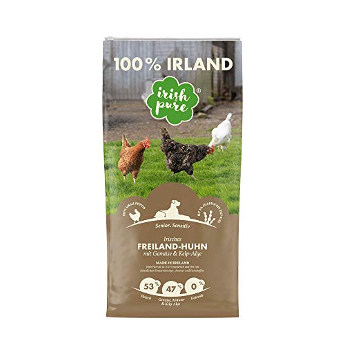 Irish Pure Senior Trockenfutter | 1.5kg | Freiland-Huhn mit Kelp-Alge & Gemüse | Hoher Fleischanteil | Getreidefrei | Sensitiv | Hundetrockenfutter | Hundefutter für alle Rassen von Irish Pure