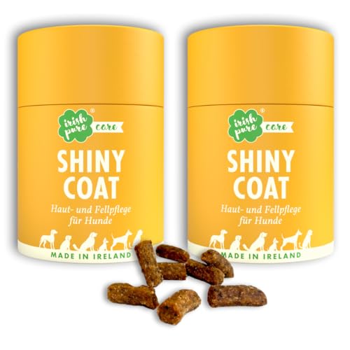 Irish Pure Shiny Coat Fell-Snacks für Hunde | 2 x 300g Dose | fellpflege Hund | glänzendes Fell | Hautgesundheit | Leinsamen als Fellglanz-Booster | Omega-3-Fettsäuren | Vitamin E, Biotin & Zink von Irish Pure