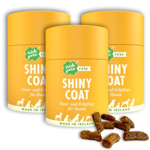 Irish Pure Shiny Coat Fell-Snacks für Hunde | 3 x 300g Dose | fellpflege Hund | glänzendes Fell | Hautgesundheit | Leinsamen als Fellglanz-Booster | Omega-3-Fettsäuren | Vitamin E, Biotin & Zink von Irish Pure