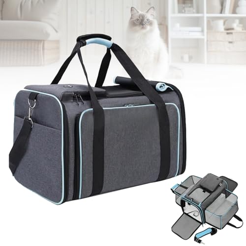 Tragbare Transporttasche für Haustiere, 600D Kationik-Katzentransportbox, waschbarer Hundetransportbehälter mit herausnehmbarem Polster und Seitentaschen, für Reisen & Camping von Irrun