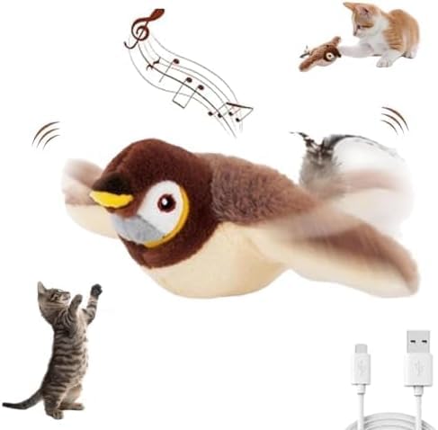 Irsnianianfa Interaktives Zwitscher-Vogel-Katzenspielzeug, 2025 neues fliegendes interaktives flatterndes Zwitscher-Vogel-Katzenspielzeug für erwachsene gelangweilte Katzen im Innenbereich (A) von Irsnianianfa