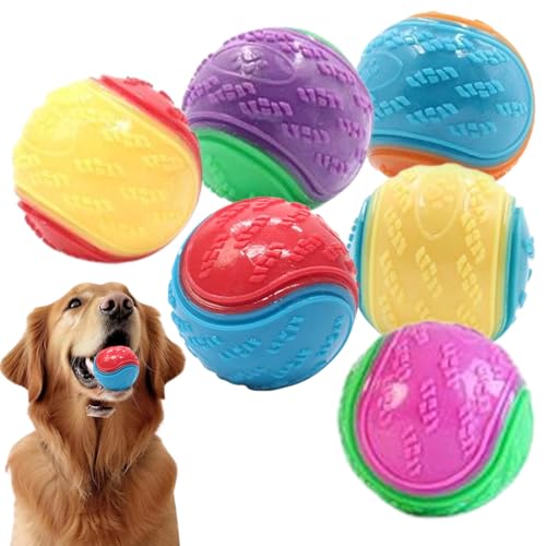 Irunfast 6 x Hundebälle, quietschender Hundeball, Hundespielzeug, Zahnreinigung, Kauspielzeug, unzerstörbar, interaktiver Hundeball, Haustier-Trainingsball Irunfast 6 x Hundebälle, quietschender Hundeball, Hundespielzeug, Zahnreinigung, Kauspielzeug, unzerstörbar, interaktiver Hundeball, Haustier-Trainingsball von Irunfast