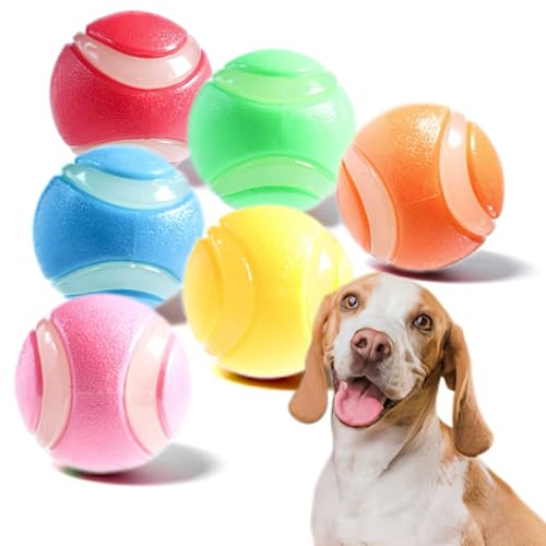 Irunfast Hundebälle aus Gummi, leuchtet im Dunkeln, unzerstörbar, quietschender Hundeball, langlebig, leuchtend, für Zahnreinigungstraining, 6 Stück Irunfast Hundebälle aus Gummi, leuchtet im Dunkeln, unzerstörbar, quietschender Hundeball, langlebig, leuchtend, für Zahnreinigungstraining, 6 Stück von Irunfast