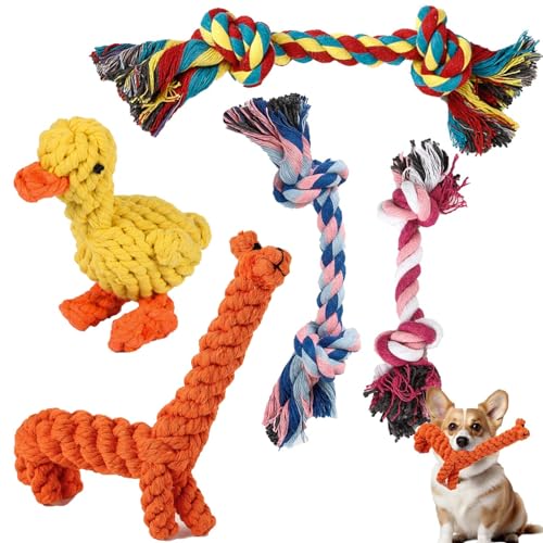 Irunfast Kauspielzeug für Welpen, interaktives Hundespielzeug, unzerstörbar, natürliche Baumwolle, Kauspielzeug für Hunde, 5 Stück Irunfast Kauspielzeug für Welpen, interaktives Hundespielzeug, unzerstörbar, natürliche Baumwolle, Kauspielzeug für Hunde, 5 Stück von Irunfast