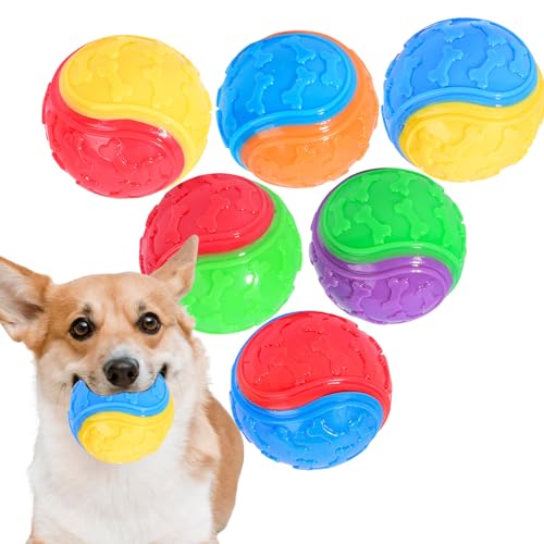 Irunfast Quietschende Hundebälle, interaktive Hundebälle, Kauspielzeug, Hundespielzeug für Haustiere, Training, Langeweile, 6 Stück von Irunfast