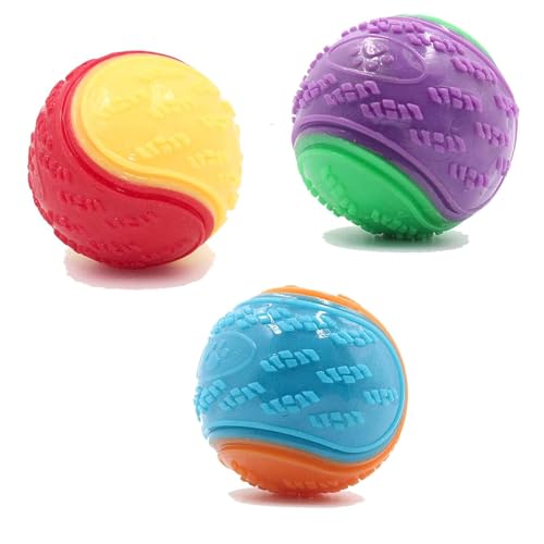 Irunfast Quietschender Hundeball, Hundespielzeug, Zahnreinigung, Kauspielzeug, Haustier-Trainingsball, interaktiver Hundeball, 3 Stück Irunfast Quietschender Hundeball, Hundespielzeug, Zahnreinigung, Kauspielzeug, Haustier-Trainingsball, interaktiver Hundeball, 3 Stück von Irunfast