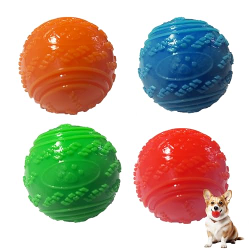 Irunfast Quietschender Hundeball, Hundespielzeug, Zahnreinigung, Kauspielzeug, unzerstörbar, interaktiver Hundeball, Haustier-Trainingsball, 4 Stück Irunfast Quietschender Hundeball, Hundespielzeug, Zahnreinigung, Kauspielzeug, unzerstörbar, interaktiver Hundeball, Haustier-Trainingsball, 4 Stück von Irunfast
