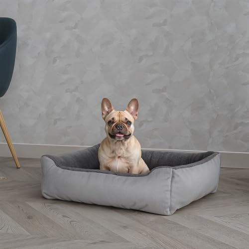 Italian Bed Linen Love, wendbares Hundebett für Hunde und Katzen, Hellgrau, 62 x 50 x 17 cm von Italian Bed Linen