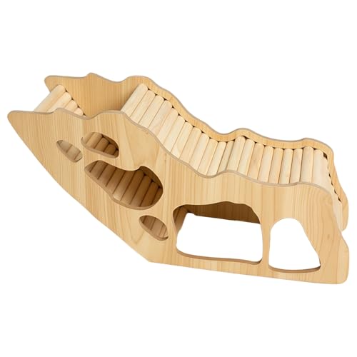Hölzerner Hamstertunnel Versteck Natürliches Labyrinth Burrow Käfig Zubehör mit Gucklöchern und Kletterspitze, kleines Holzhaus für Zwerghamster und Rennmäuse, 32 x 10,9 x 15,2 cm von Itoyx