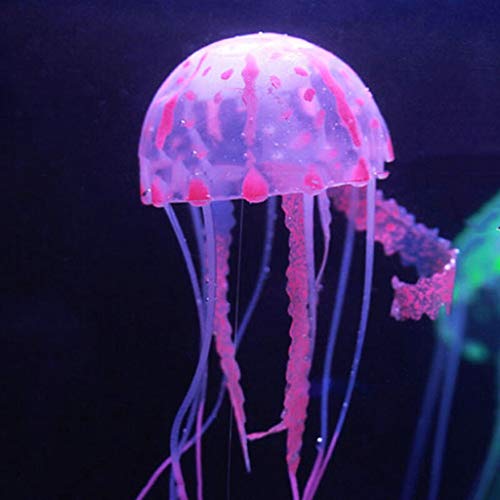 Iwähle Aquarium Deko - Fluoreszenz kleine Simulation Quallen Goldfisch Tank Aquarium Landschaftsbau Silikon Quallen Dekoration 5×15cm (Pink) von Iwähle