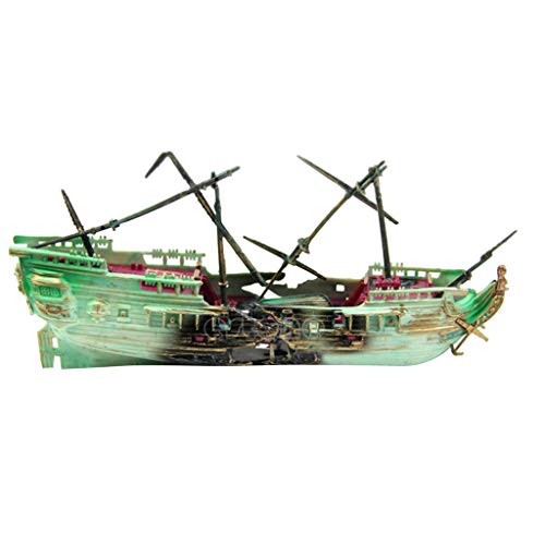 Iwähle Aquarium Deko - Großes kaputtes Boot Getrennt Sunk Shipwreck Wreck Decor Gesunkenes Schiff Landschaft 24x16x13cm von Iwähle