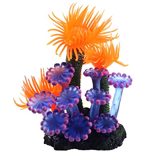 Iwähle Aquarium Deko Pflanze - Weiche Kunstharz Koralle Lila Orange 8x6x5cm, Dekoration Dekor Landschaft Fish Tank Accessories von Iwähle