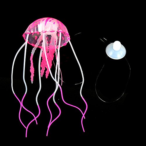 Iwähle Aquarium Quallen Deko, Glowing Effect Aquarium Künstliche Verzierung Dekoration, Material: Silikon + Fluoreszierendes Pulver 5.5 * 15cm (Rot) von Iwähle