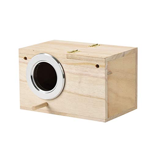 Iwähle Vogelhaus Holz Nistkasten Sittichnistkasten Holzzuchtbox für Lovebirds Papageienpaarungsbox, Geschenk Aufhängen für Garten und Balkon, Großes 12x12x19.5cm von Iwähle