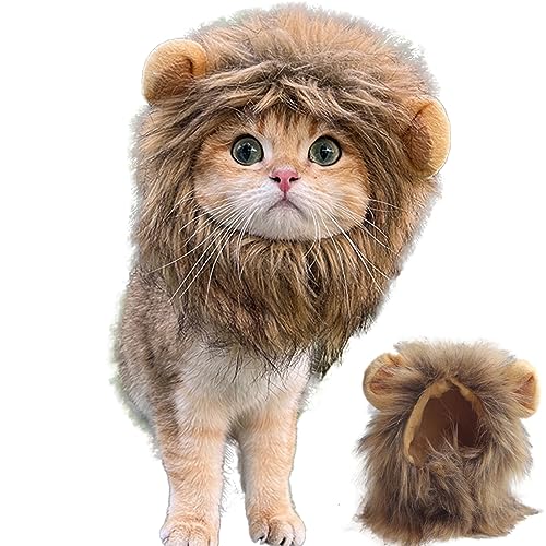 Ixppidxi Cat Lion Mähne süße Halloween Cat Kostüm Halsgröße 11 bis 12 Zoll lustige Katzenlöwen Kostümzubehör für Halloween, Cosplay, OutfitsApparel von Ixppidxi