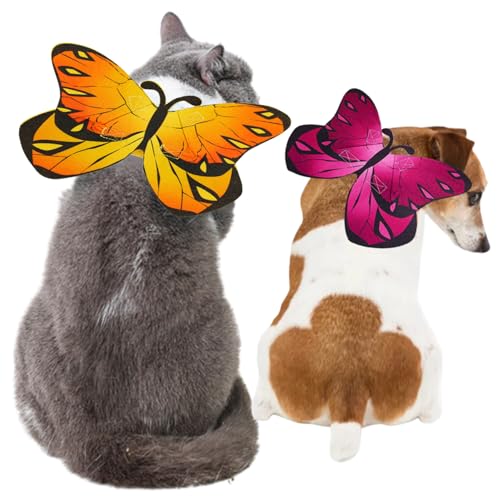 Ixppidxi Halloween Flügel für Hunde 2pcs Schmetterlingsform Hundeflügel verstellbare Katzenbekleidung süße Filzstoff Katze Outfit Kostüme für Katzenkleidung von Ixppidxi