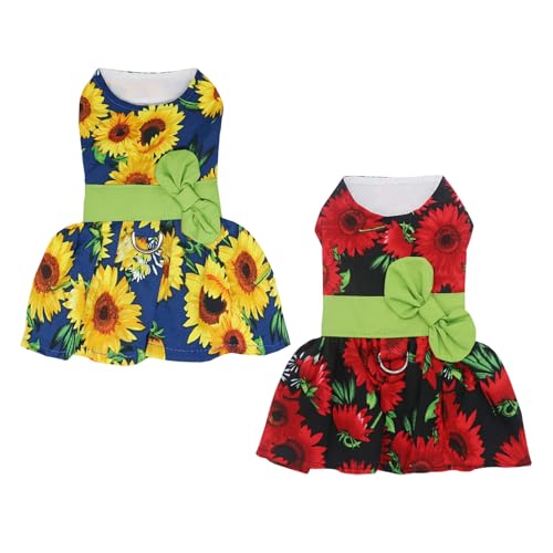 2-teilige Hundekleider Welpen Bowknot Luxus Prinzessin Kleid Blumenkleidung Hochzeitsabendkleid Sommer Tutu Rock Schöne Blume Doggie Kleid für Kleines Hundemädchen von Izefia
