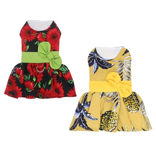 2-teilige Hundekleider Welpen Bowknot Luxus Prinzessin Kleid Blumenkleidung Hochzeitsabendkleid Sommer Tutu Rock Schöne Blume Doggie Kleid für Kleines Hundemädchen von Izefia