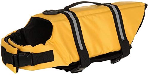 Hund Schwimmweste Schwimmen Sicherheitsmantel Schwimmschwimmweste Lebensretter mit Griff für kleinen Hund Welpen großen Hund (Gelb, M) von Izefia