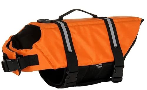 Hund Schwimmweste Schwimmen Sicherheitsmantel Schwimmschwimmweste Lebensretter mit Griff für kleinen Hund Welpen großen Hund (Orange, M) von Izefia