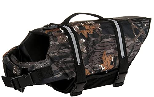 Hund Schwimmweste Schwimmen Sicherheitsmantel Schwimmschwimmweste Lebensretter mit Griff für kleinen Hund Welpen großen Hund (Tarnung Dunkel, XS) von Izefia