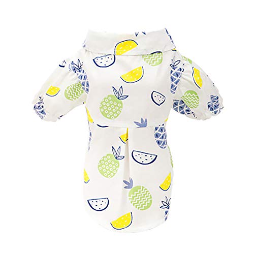 Hundehemd Kleidung Hawaii Freizeithemd Ananas Hemden Coole Sommer Seabeach Tank Top Weste für Kleine Hund Welpen Katze (Ananas-Grün, XXL) von Izefia