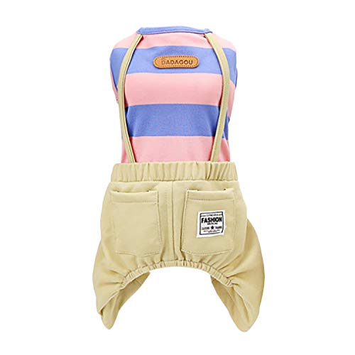 Hundehemd Kleidung Streifenhemden 4 Beine Freizeithemd Overalls Coole Sommer Frühling Herbst Tank Top Weste für Kleine Hund Welpen Katze (Pink, M) von Izefia