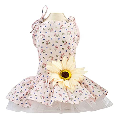 Hundekleid Welpen Luxus Rock Hundekleidung Prinzessin Kleider Hochzeitsabendkleid Tutu Rock Gänseblümchenblumenkleid für Kleine Hundemädchen Pink M von Izefia