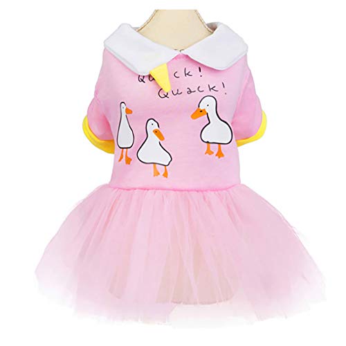 Hundekleid Welpenrock Kleidung Prinzessin Kleider Tutu Rock Gans Hochzeit Baumwolle Spitze Luxus Schleifenkleid für kleine Hundemädchen (L, Pink) von Izefia