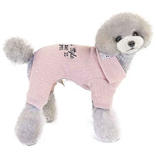 Hundepullover Hundekleidung Fleece Hund Wollpullover Winter Warmes Sweatshirt 4 Beine Overall Einfacher Fleece Pullover für Kleine Hunde Katze von Izefia