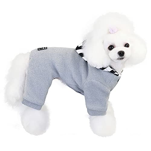 Hundepullover Hundekleidung Fleece Hund Wollpullover Winter Warmes Sweatshirt 4 Beine Overall Einfacher Hoodie Fleecepullover für Kleine Hundekatze von Izefia