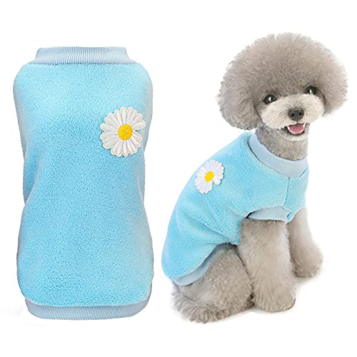 Hundepullover Hundekleidung Fleece Hund Wollpullover Winter Warmes Sweatshirt Blume Pyjama Fleecepullover für Kleine Hunde Mittlerer Hund Katze von Izefia