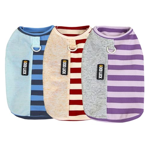 Izefia 3-teilige Hundehemden Kleidung T-Shirt für Kleinen Hund Atmungsaktive Regenbogenstreifen Waffel Shirts Kühle Sommer Baumwolle Tank Top Weste Welpen Katze Izefia 3-teilige Hundehemden Kleidung T-Shirt für Kleinen Hund Atmungsaktive Regenbogenstreifen Waffel Shirts Kühle Sommer Baumwolle Tank Top Weste Welpen Katze von Izefia