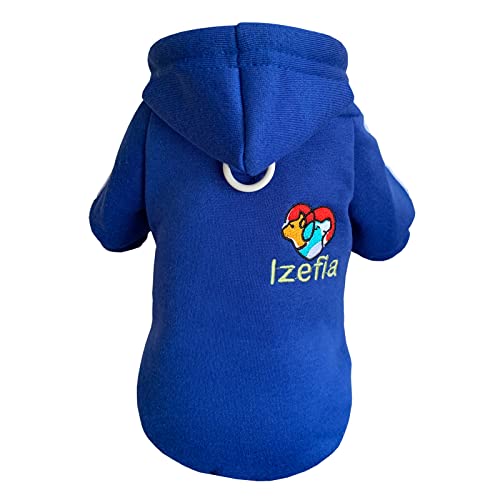 Izefia Hund Hoodie Kleidung Fleece Pullover Winter Sweatshirt Warme Baumwollschleife Basic für Kleine Welpen Katze Blau S von Izefia