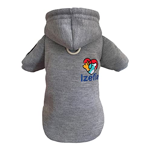 Izefia Hund Hoodie Kleidung Fleece Pullover Winter Sweatshirt Warme Baumwollschleife Basic für Kleine Welpen Katze Grau M von Izefia