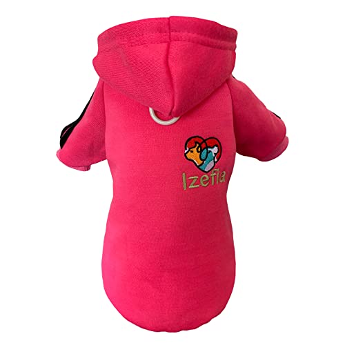 Izefia Hund Hoodie Kleidung Fleece Pullover Winter Sweatshirt Warme Baumwollschleife Basic für Kleine Welpen Katze Rosenrot XS von Izefia