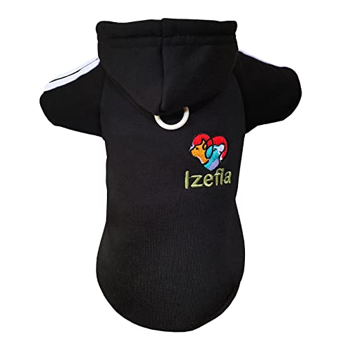 Izefia Hund Hoodie Kleidung Fleece Pullover Winter Sweatshirt Warme Baumwollschleife Basic für Kleine Welpen Katze Schwarz S von Izefia