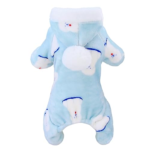Izefia Hund Pullover Kleidung Fleece Wolle Winter Warmes Sweatshirt 4-Beine Jumpsuit Pyjamas Mit Schneeballkappe für Kleine Mittlere Hunde Katze von Izefia