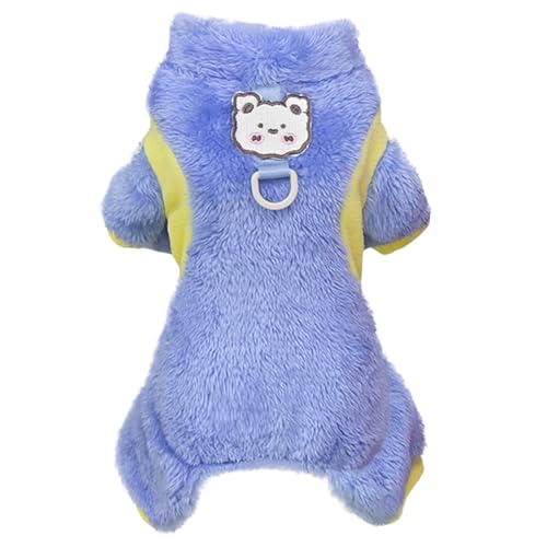 Izefia Hund Pullover Kleidung Bekleidung Fleece Wolle Onesie Winter Warm Sweat Shirt 4 Beine Overall Pyjamas Farbe Block Süßer Pullover für Kleinen Hund Medium Katze von Izefia