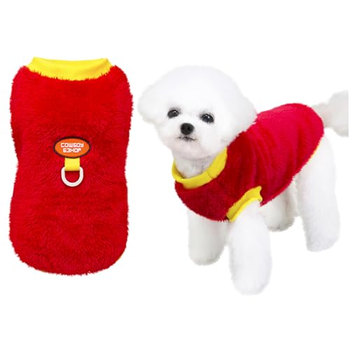 Izefia Hund Pullover Kleidung Bekleidung Fleece Wollpullover mit Leine Schleife Winter Warm Sweatshirt Weicher Pyjama Niedliches Muster Cowboy Weste Pullover für Kleinen Hund Medium Katze von Izefia