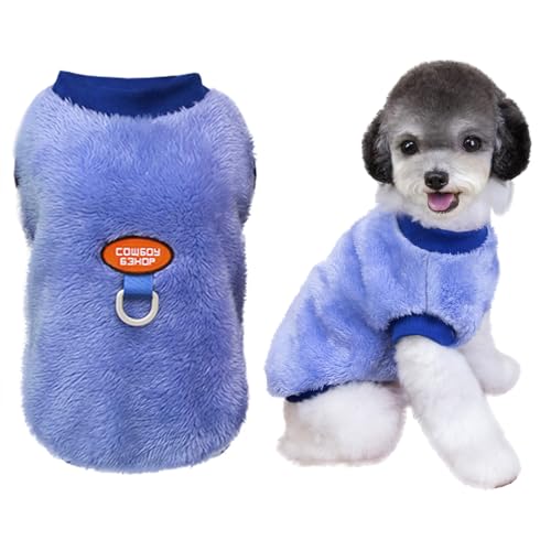 Izefia Hund Pullover Kleidung Bekleidung Fleece Wollpullover mit Leine Schleife Winter Warm Sweatshirt Weicher Pyjama Niedliches Muster Cowboy Weste Pullover für Kleinen Hund Medium Katze von Izefia