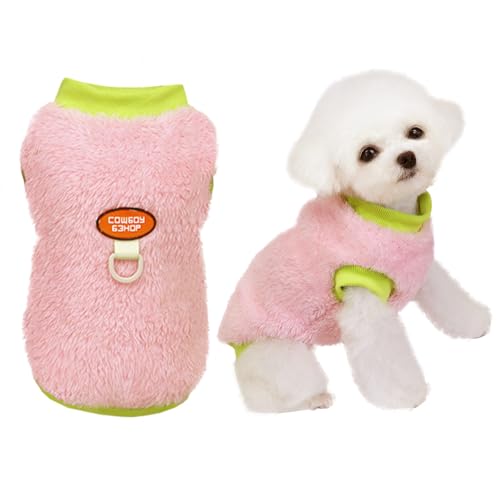Izefia Hund Pullover Kleidung Bekleidung Fleece Wollpullover mit Leine Schleife Winter Warm Sweatshirt Weicher Pyjama Niedliches Muster Cowboy Weste Pullover für Kleinen Hund Medium Katze von Izefia