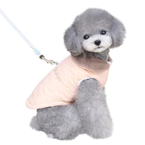 Izefia Hundemantel Kaltwettermantel Winddichte Jacke Fleece Warmer Hundepullover Winter Dicke Kleidung Dicke Weste Pelzkragen Tanktop Hundemantel für Kleine Hunde Hittelgroße Katzen von Izefia