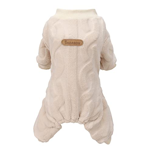 Izefia Hundepullover Hundekleidung Fleece Hundewollpullover Winter Warmes Sweatshirt 4-Bein Overall Pyjama Twist Print Pullover für Kleine Hunde Mittelgroße Katzen von Izefia
