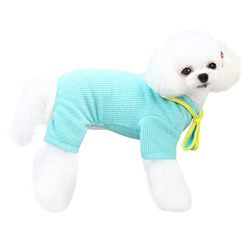 Izefia Hundepullover Hundekleidung Herbst Winter Warmes Sweatshirt 4-Beiniger Overall Pyjama mit Schleife Einfacher Pullover für Kleine Hunde Mittelgroße Hunde Katzen von Izefia