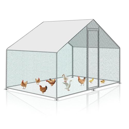 Izrielar XL Hühnerstall Freilaufgehege mit Sicherheitsschloss und Wasserdichtes PE-Farbtuch, Viel Platz für Hühner, Kaninchen und weitere Kleintiere, Stabilem Stahlrahmen, 3x2x2m von Izrielar