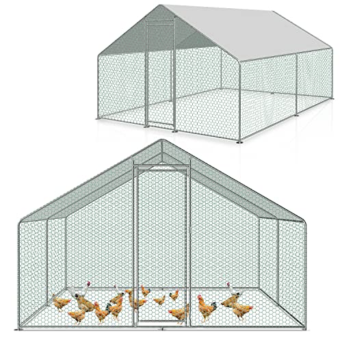 Izrielar XXL Hühnerstall Freilaufgehege 3x4x2m mit Sicherheitsschloss und Wasserdichtes PE-Farbtuch, Viel Platz für Hühner, Kaninchen und weitere Kleintiere, Outdoor Geflügelstall, Schnell zu reinigen von Izrielar