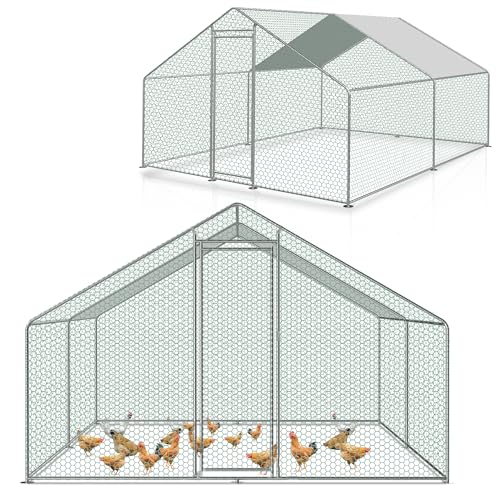 Izrielar XXL Hühnerstall Freilaufgehege mit Sicherheitsschloss und Wasserdichtes PE-Farbtuch, Viel Platz für Hühner, Kaninchen und weitere Kleintiere, Stabilem Stahlrahmen, 3x3x2m von Izrielar